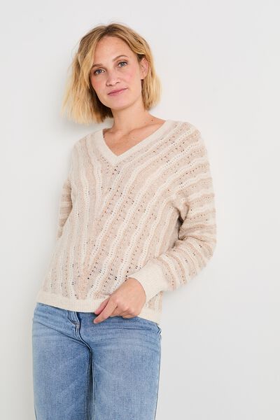 Pull col V femme