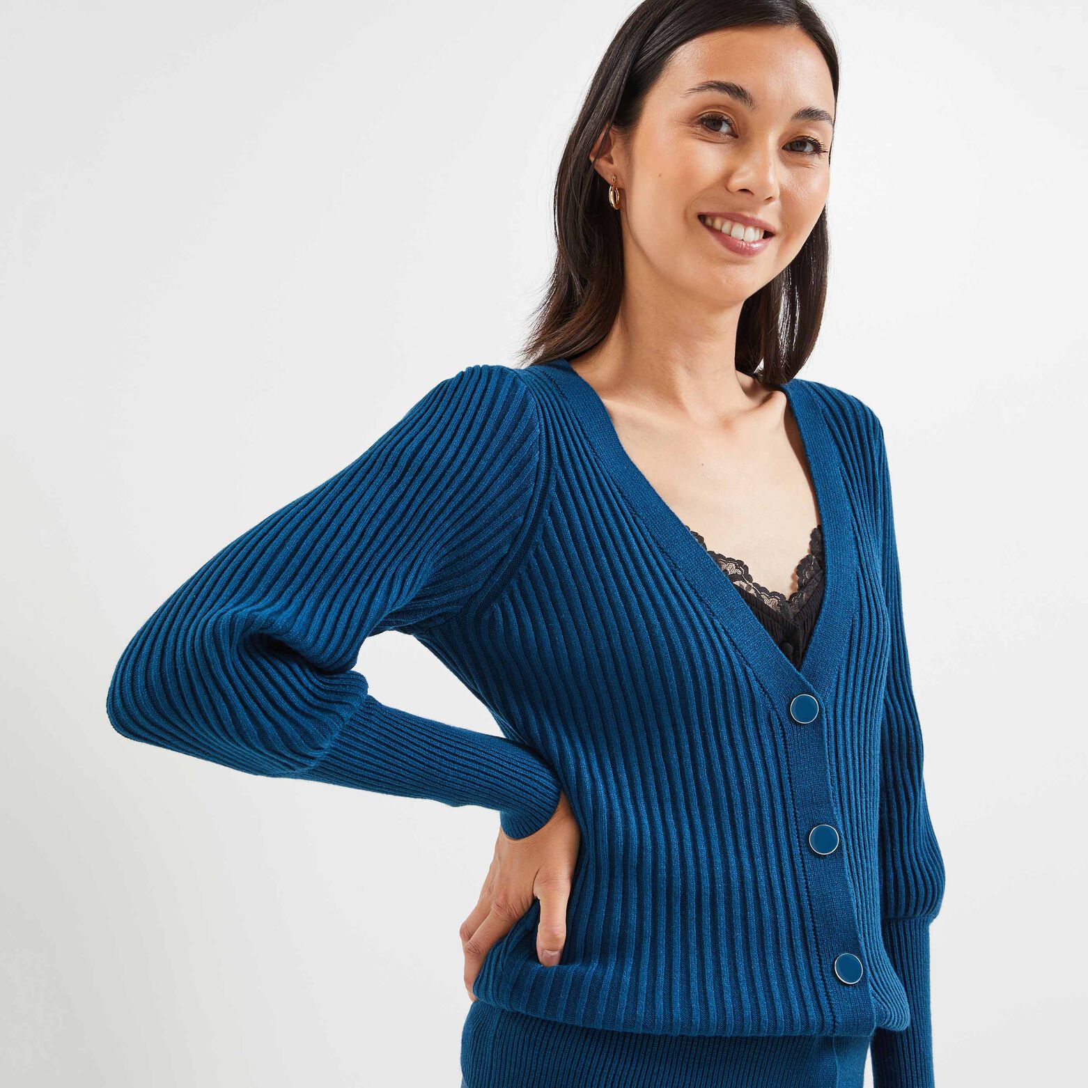 Gilet en maille cotelée