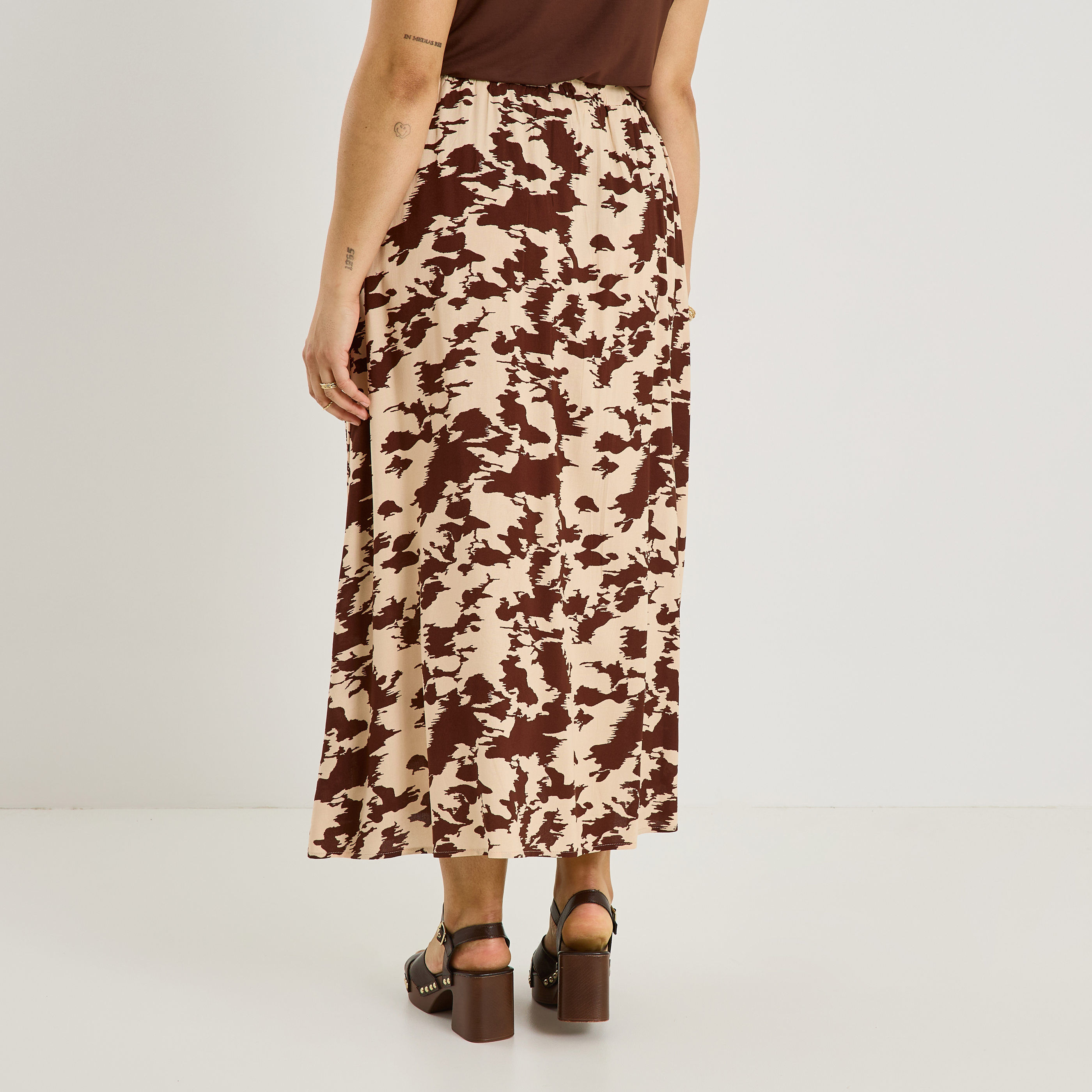 Jupe mi-longue imprim&eacute;e