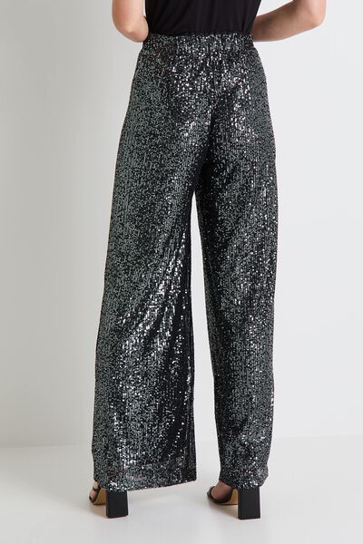 Pantalon large à sequins femme