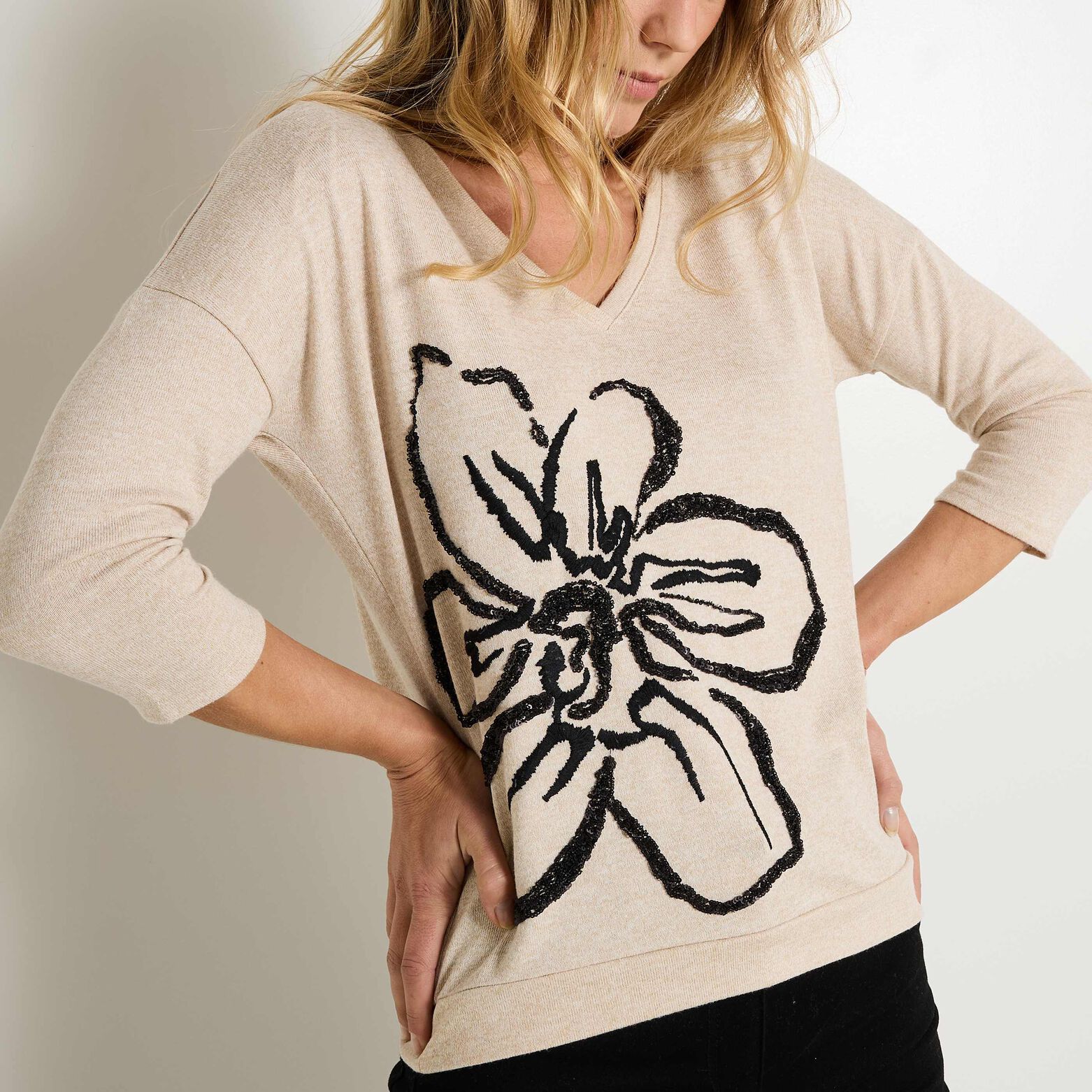 T shirt col V femme