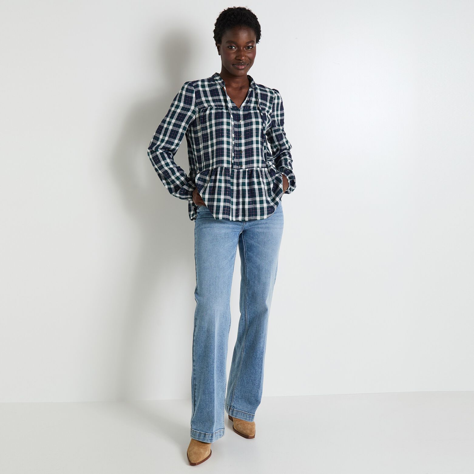Blouse col V femme