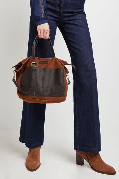 Sac cuir bimatière femme