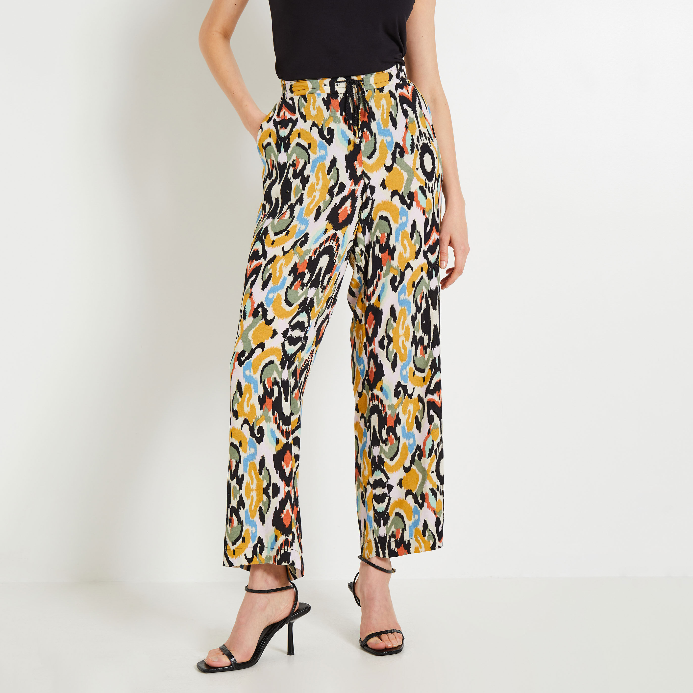 Pantalon fluide imprim&eacute; femme