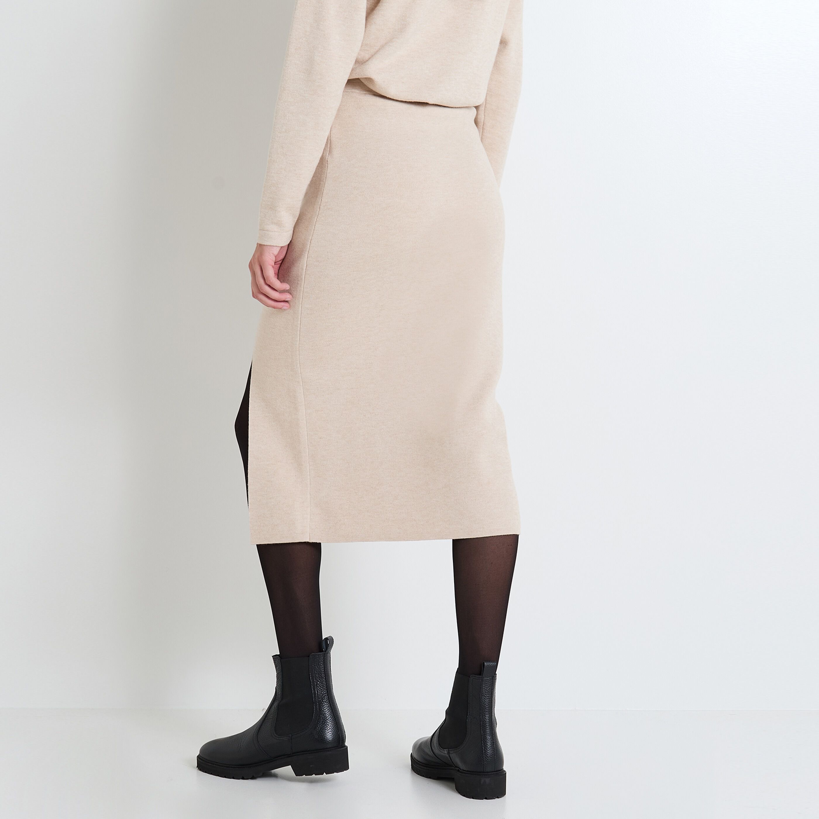 Jupe tube beige shop