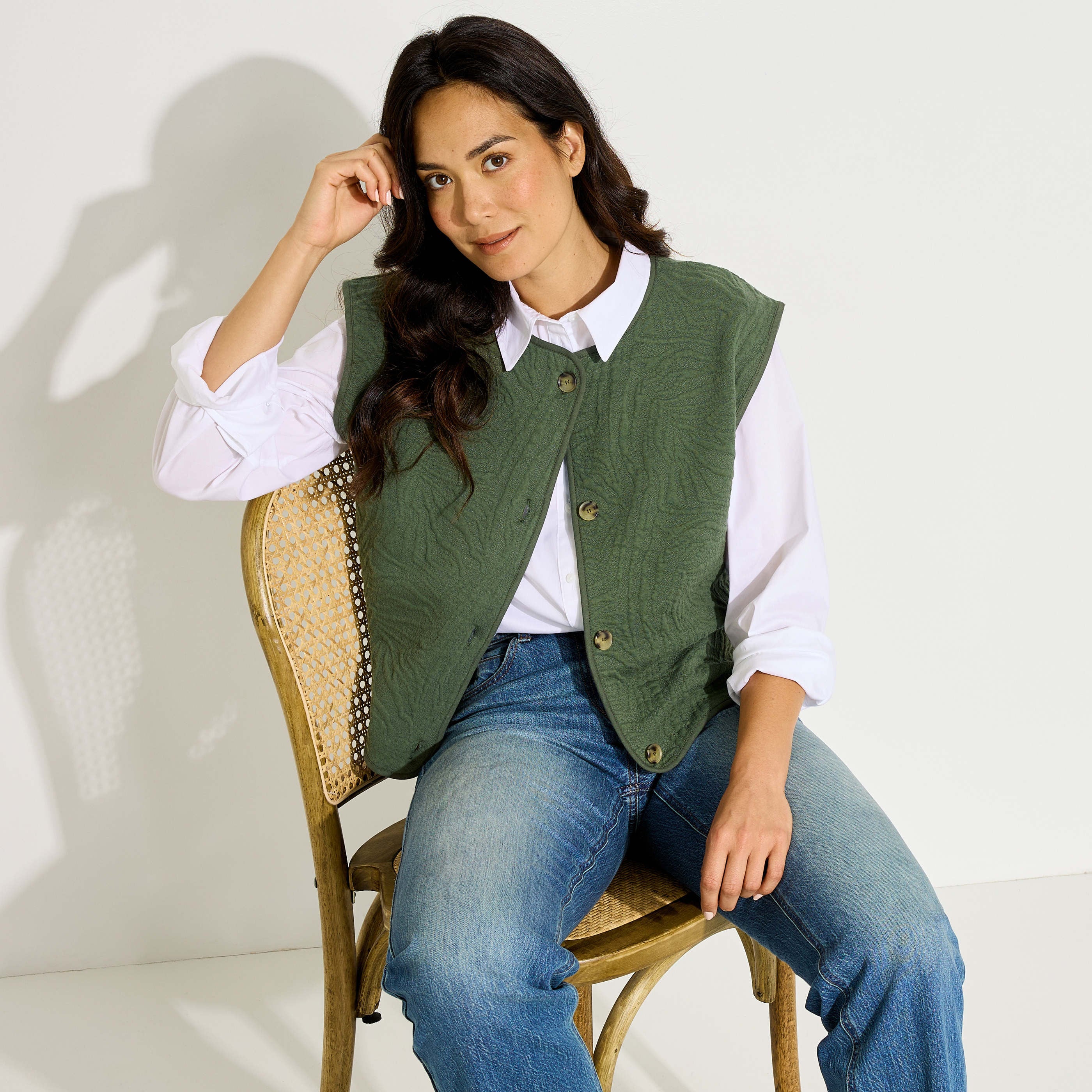 Veste sans manches en maille femme