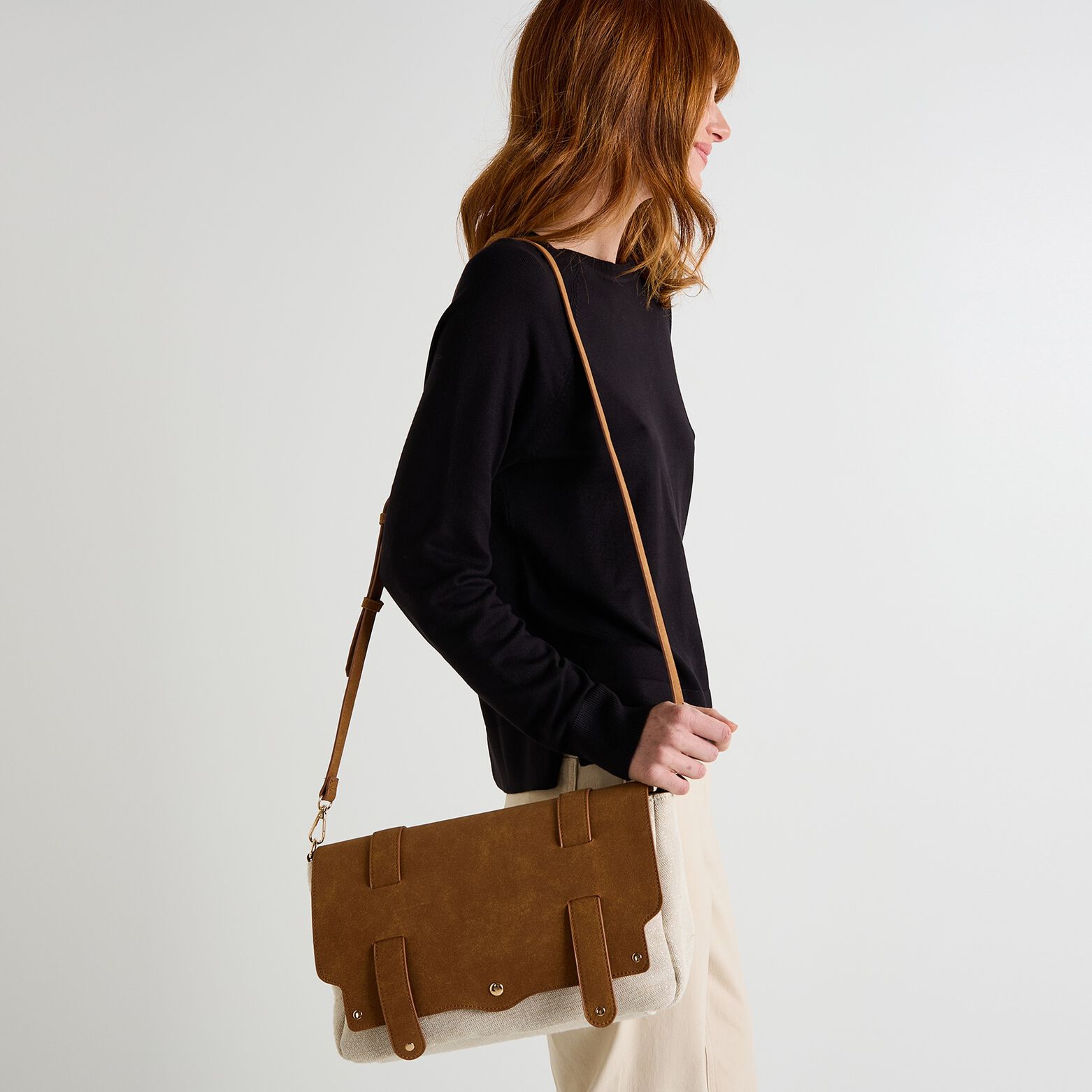 Sac besace bi-matière femme