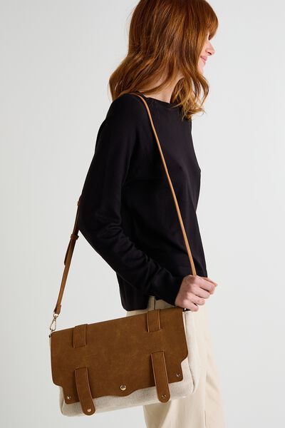 Sac besace bi-matière femme