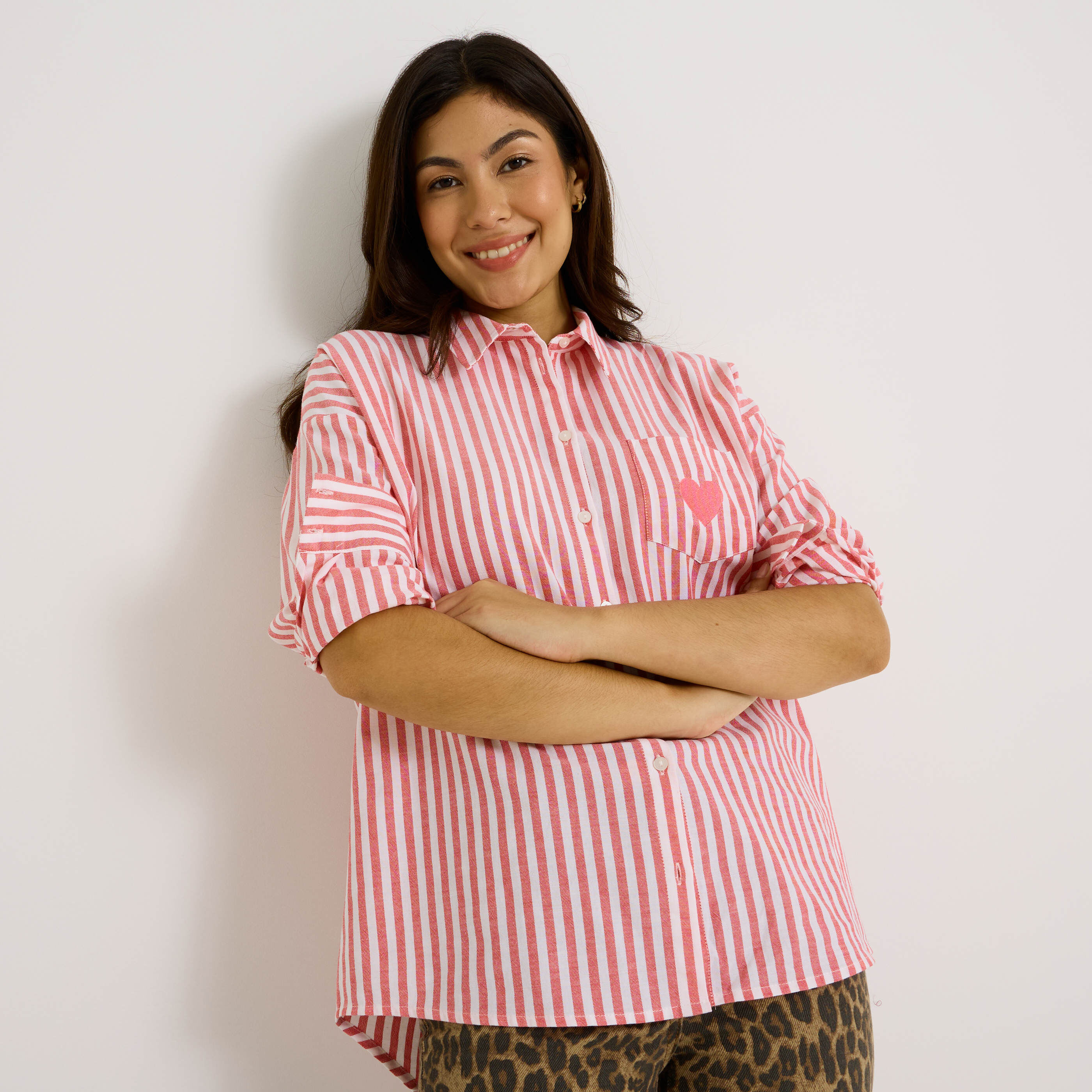 Chemise oversize ray&eacute;e femme