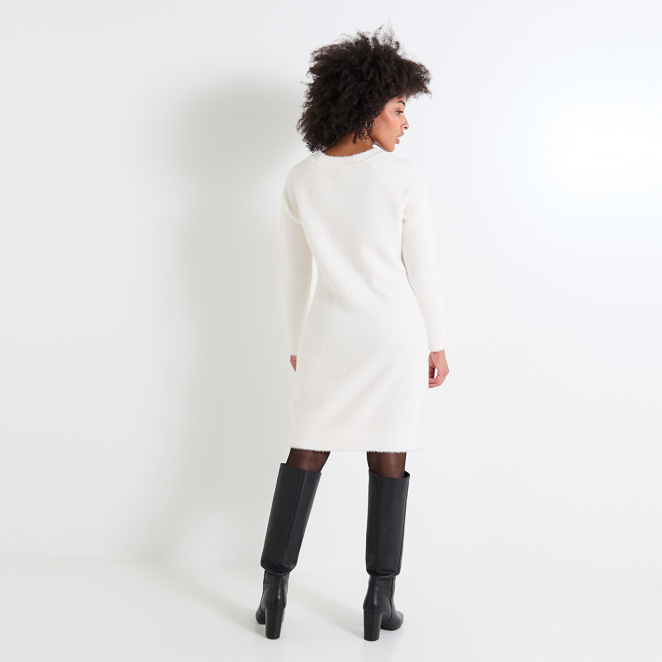 Robe pull col rond femme ECRU Graindemalice