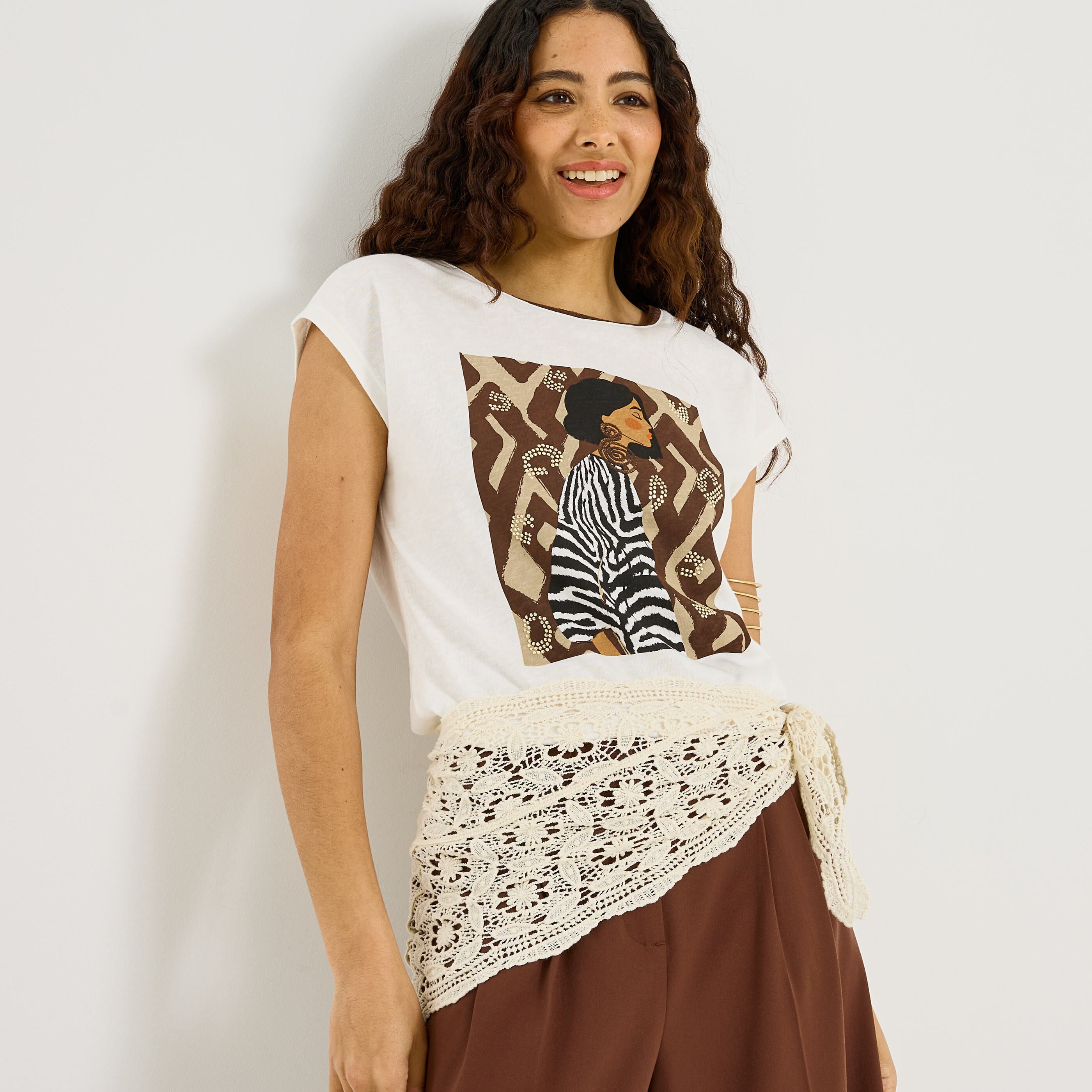 Foulard inspiration crochet femme