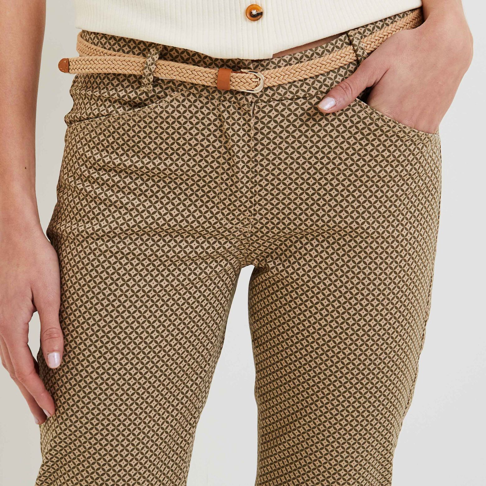 Pantalon chino imprimé femme