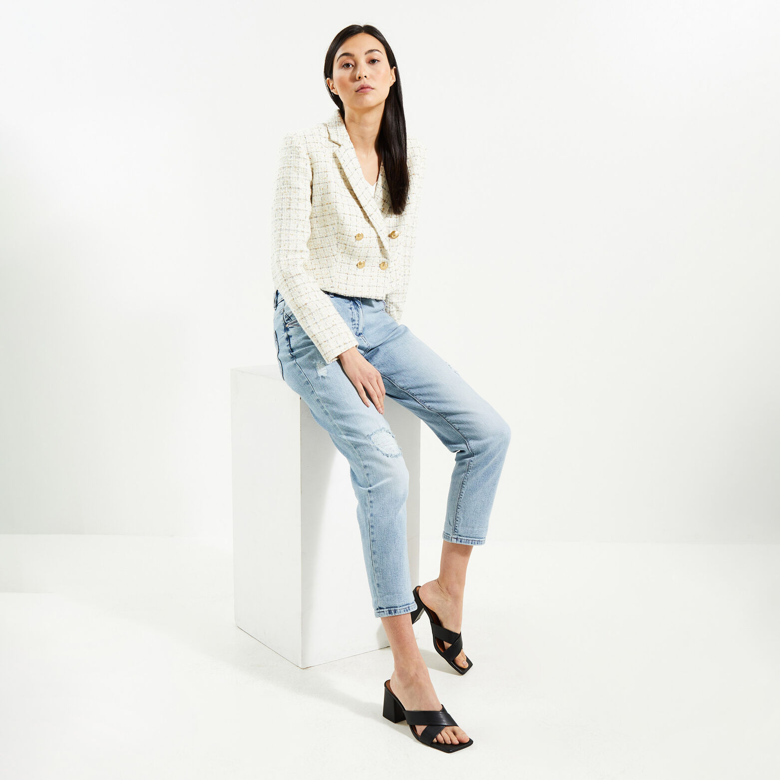 Veste blazer tweed femme