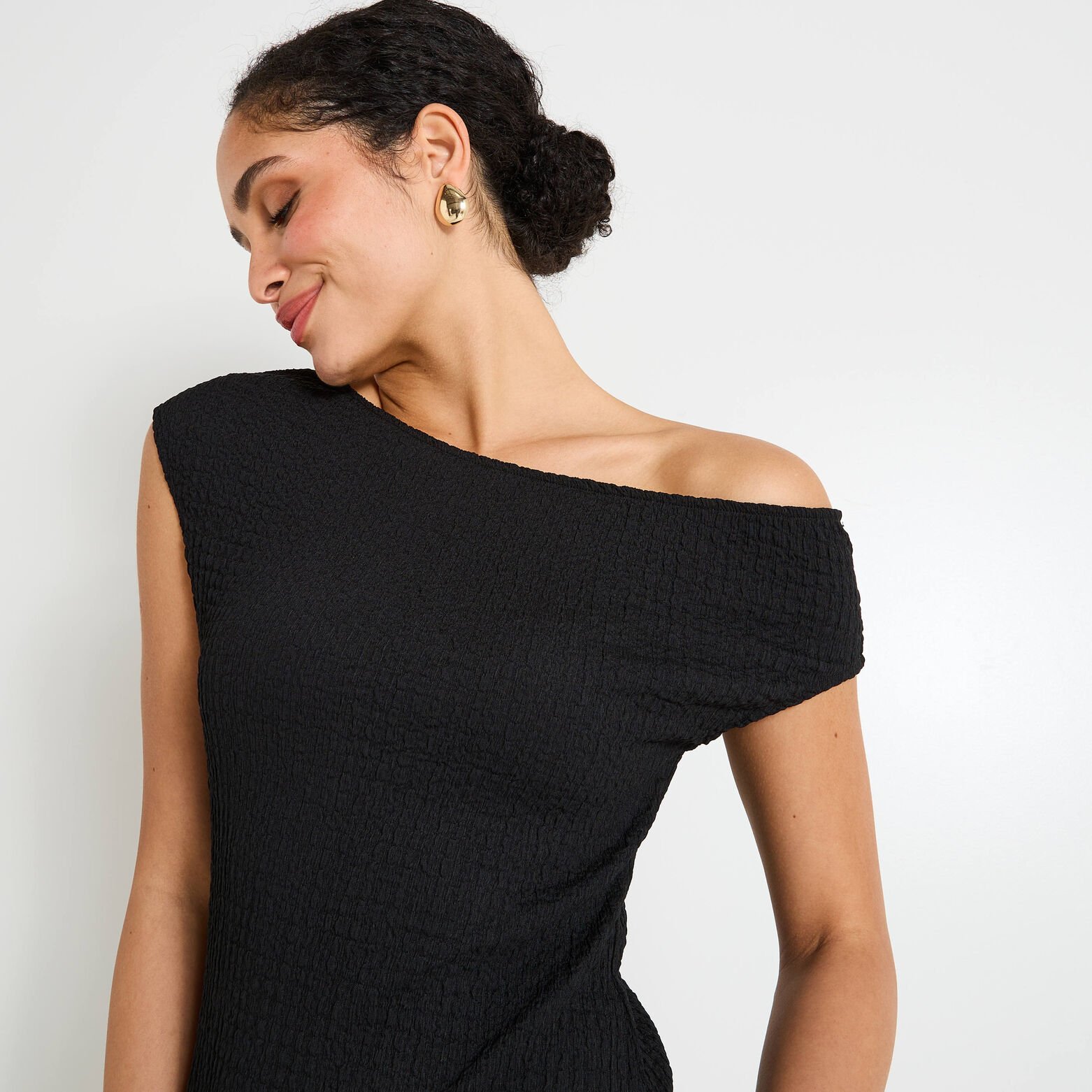 Robe longue col bateau femme
