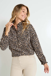Blouse en velours imprimé léopard femme