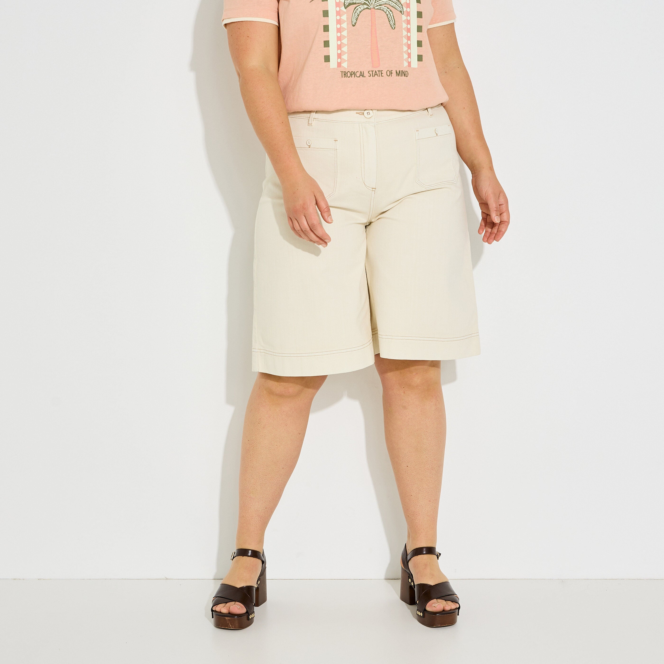 Bermuda ample en jean femme