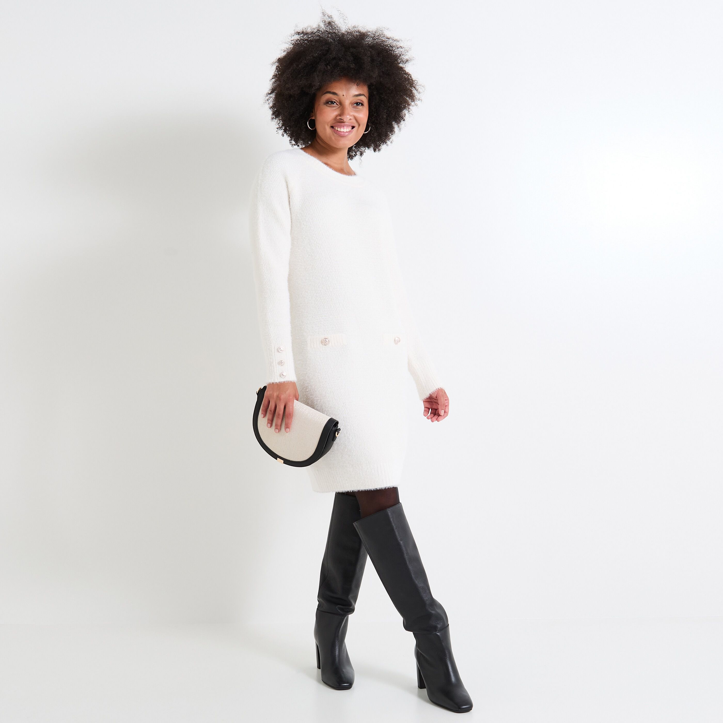 Robe pull col rond femme