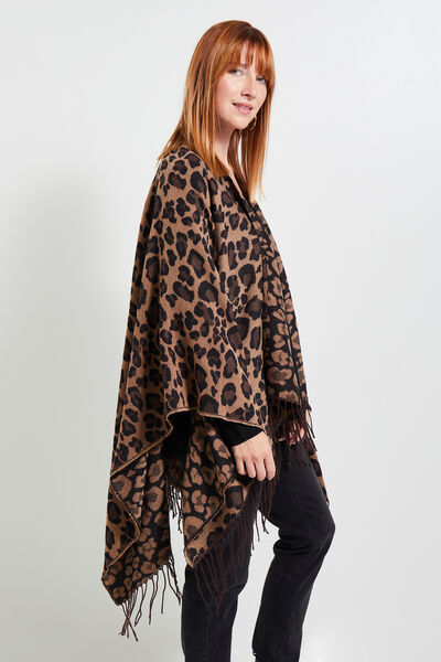 Poncho motif léopard femme