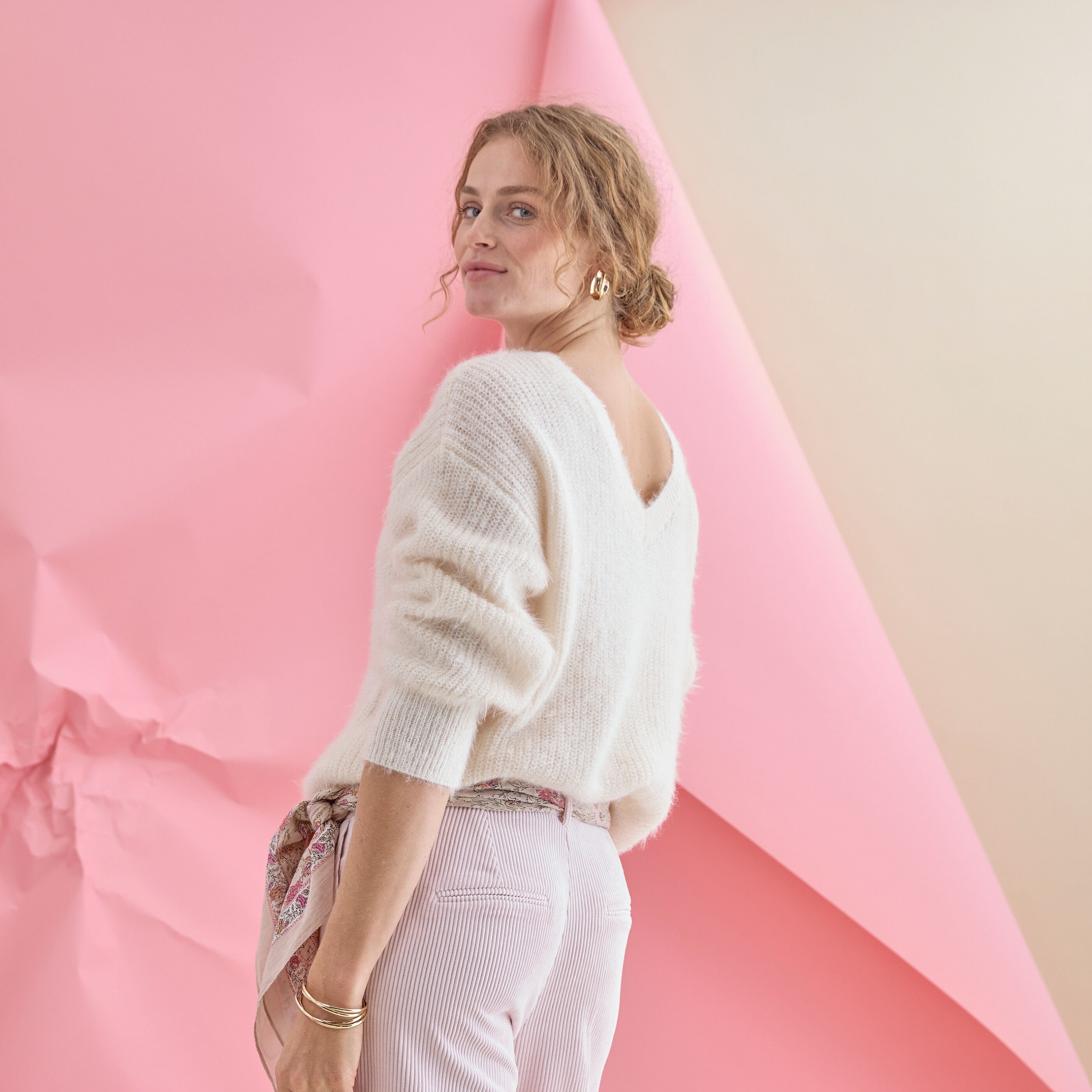 Pull fluffy 2 en 1 femme