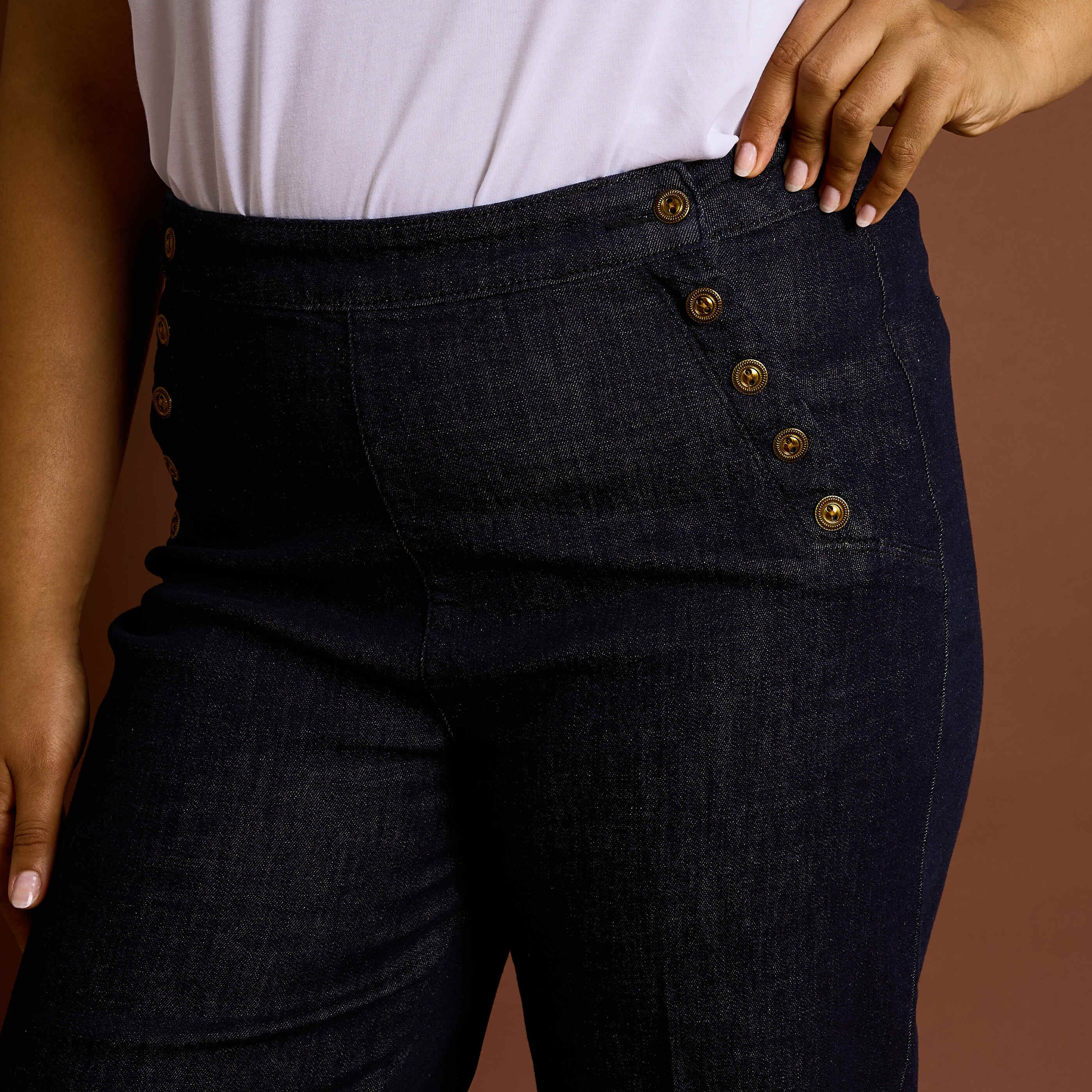 Jean flare &agrave; pont POMPON F02 femme