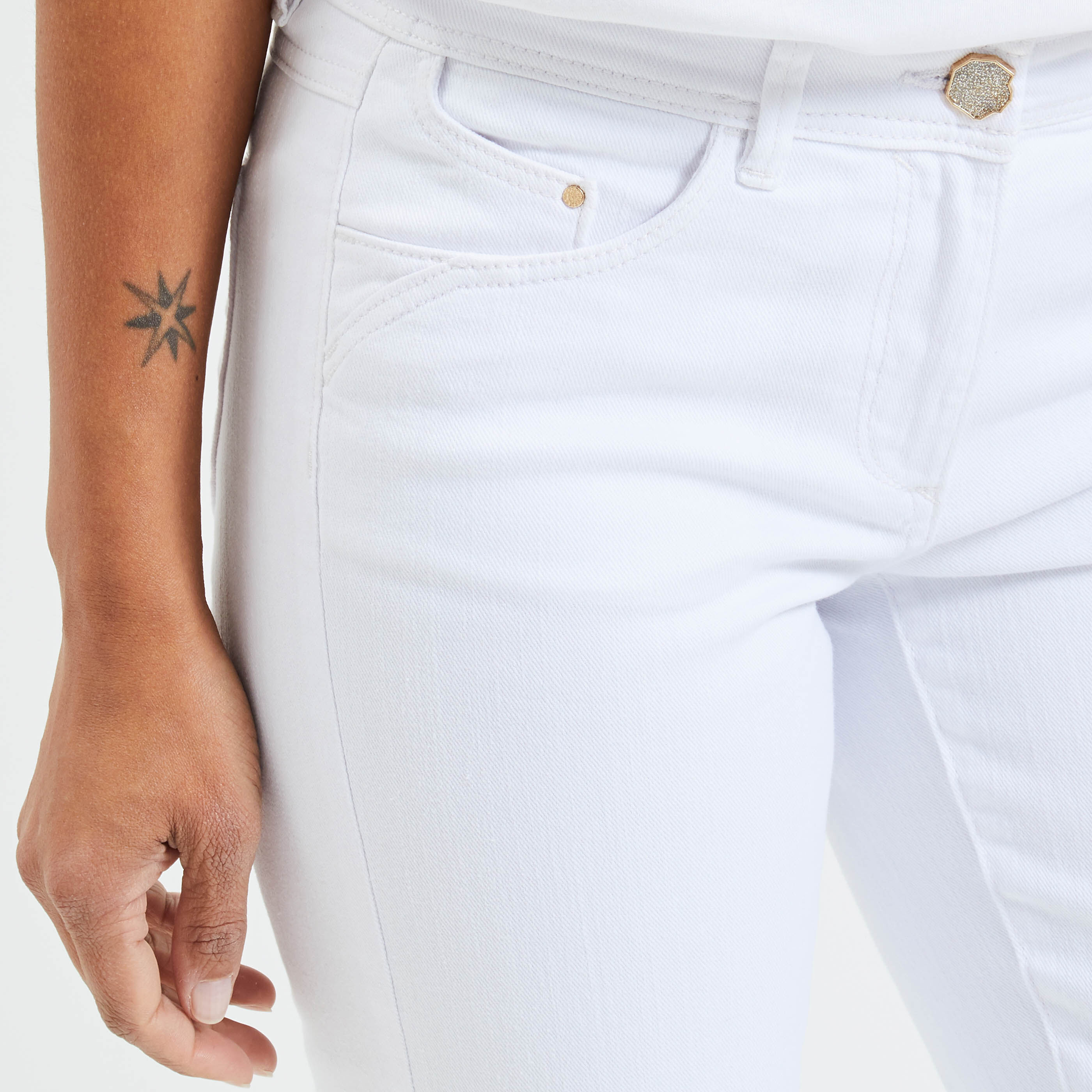 Jean de couleur femme BLANC Graindemalice