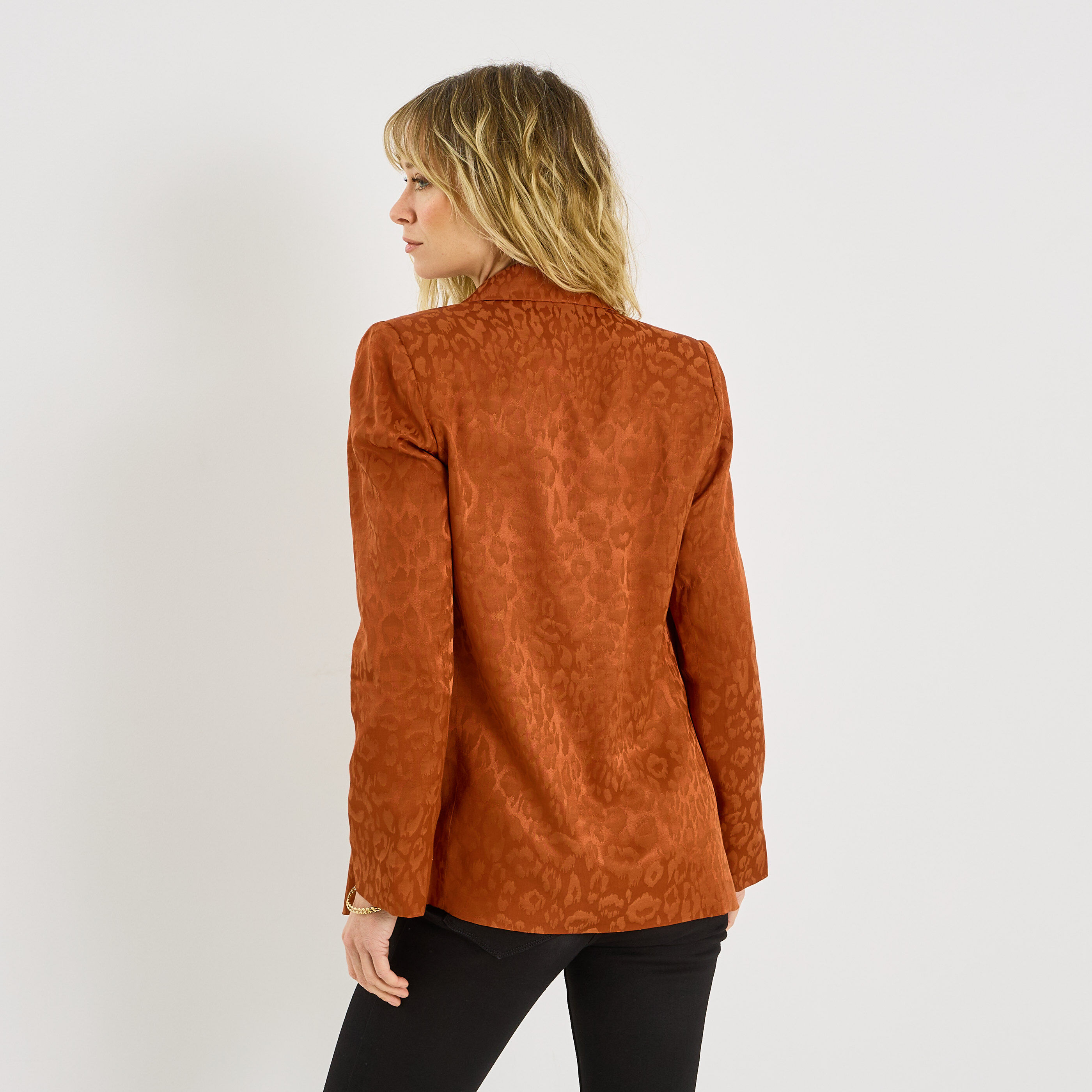 Blazer droit motif jacquard femme