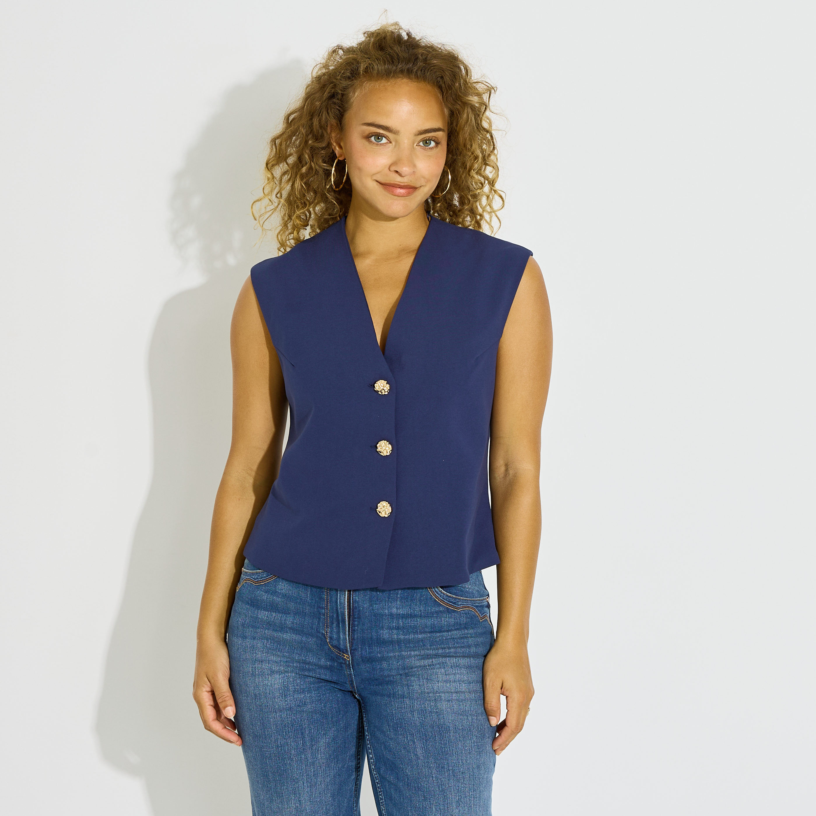 Veste tailleur sans manches femme