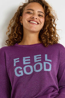 Pull brillant à manches longues femme