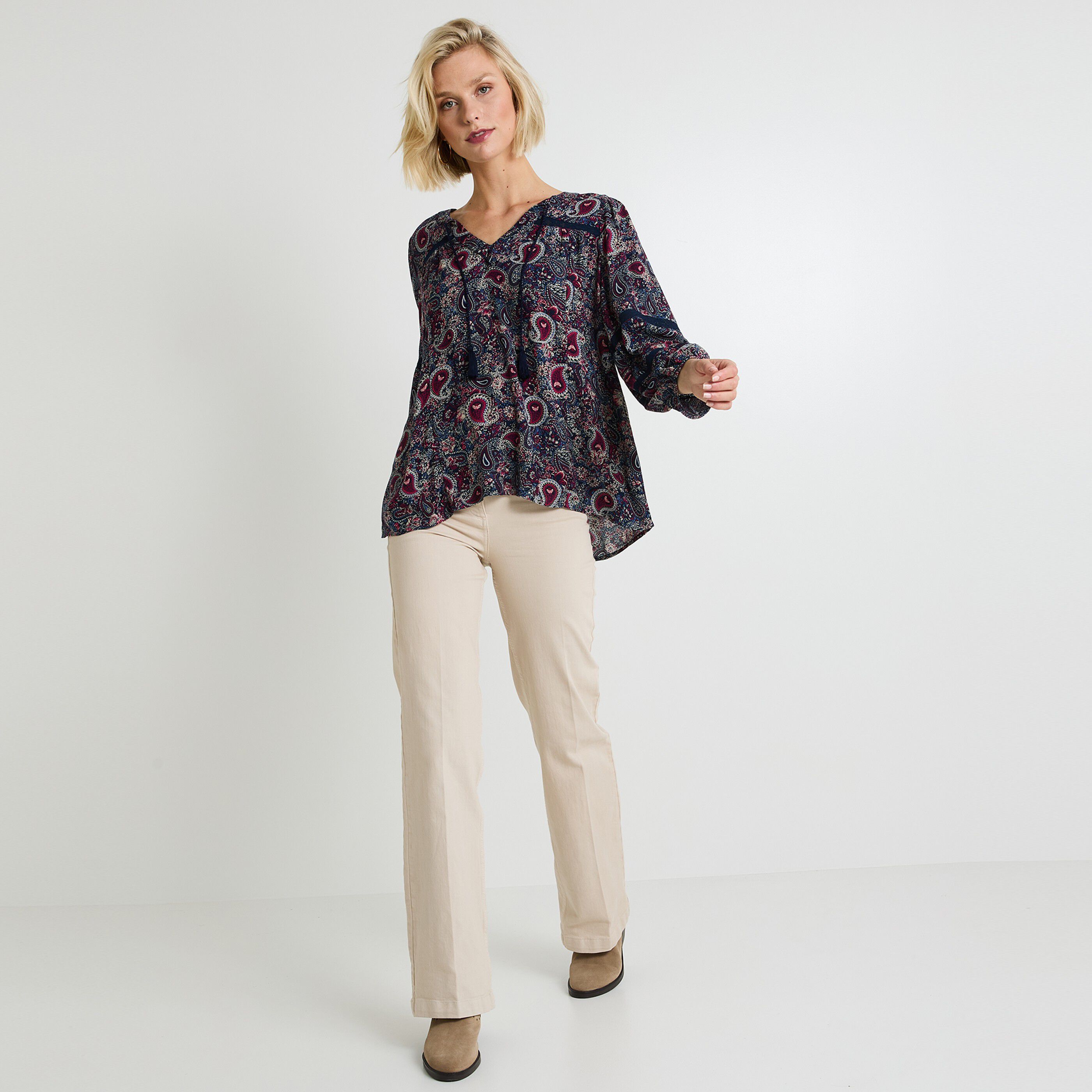 Blouse col V femme