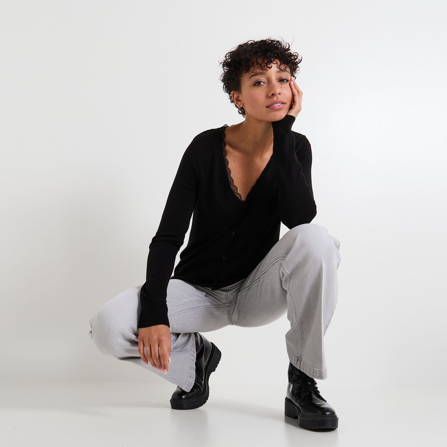 Gilet col V femme
