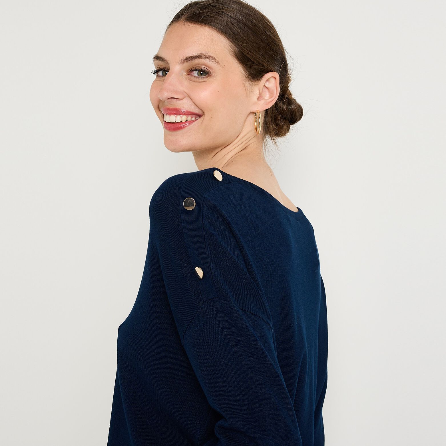 Pull col V femme