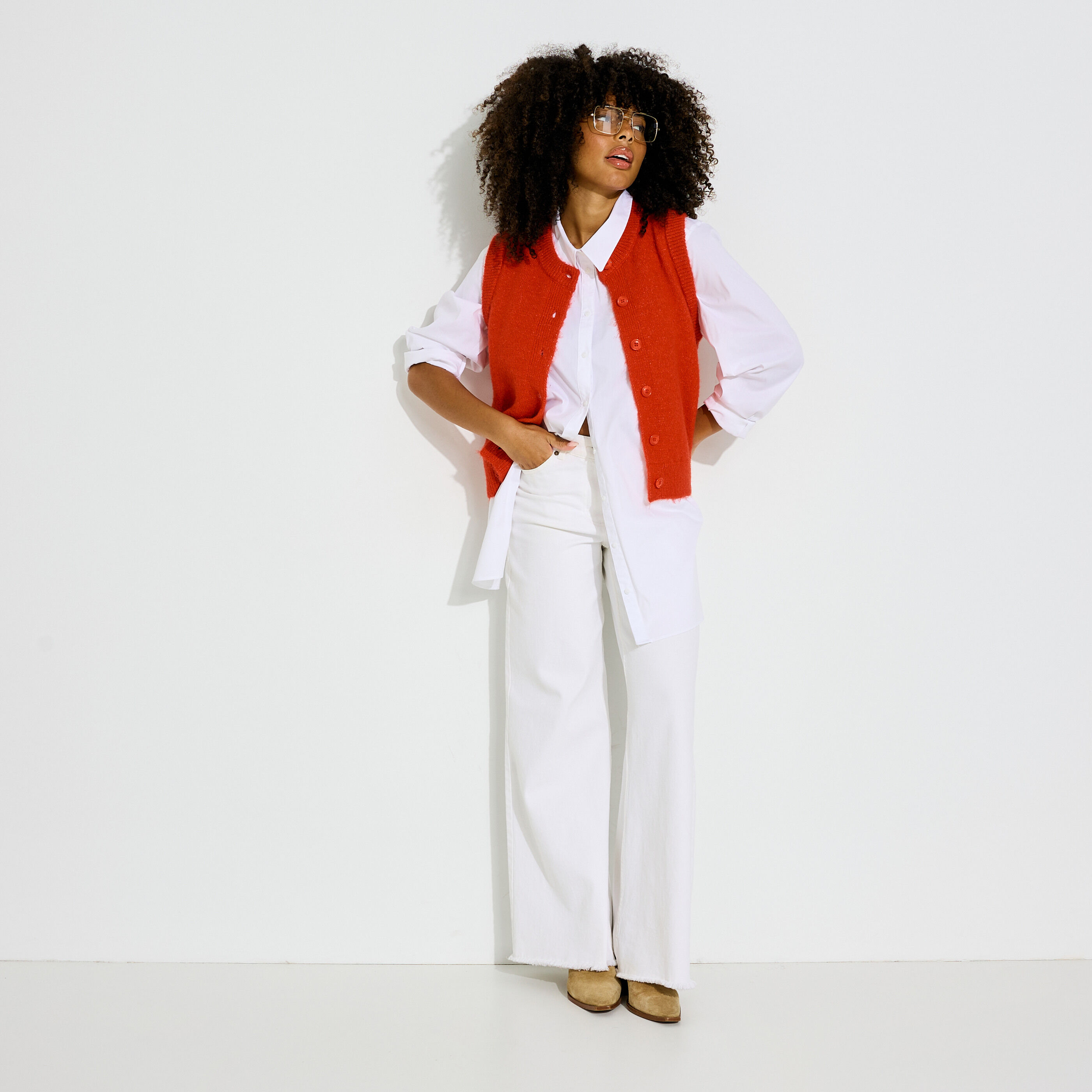 Gilet sans manches col rond femme