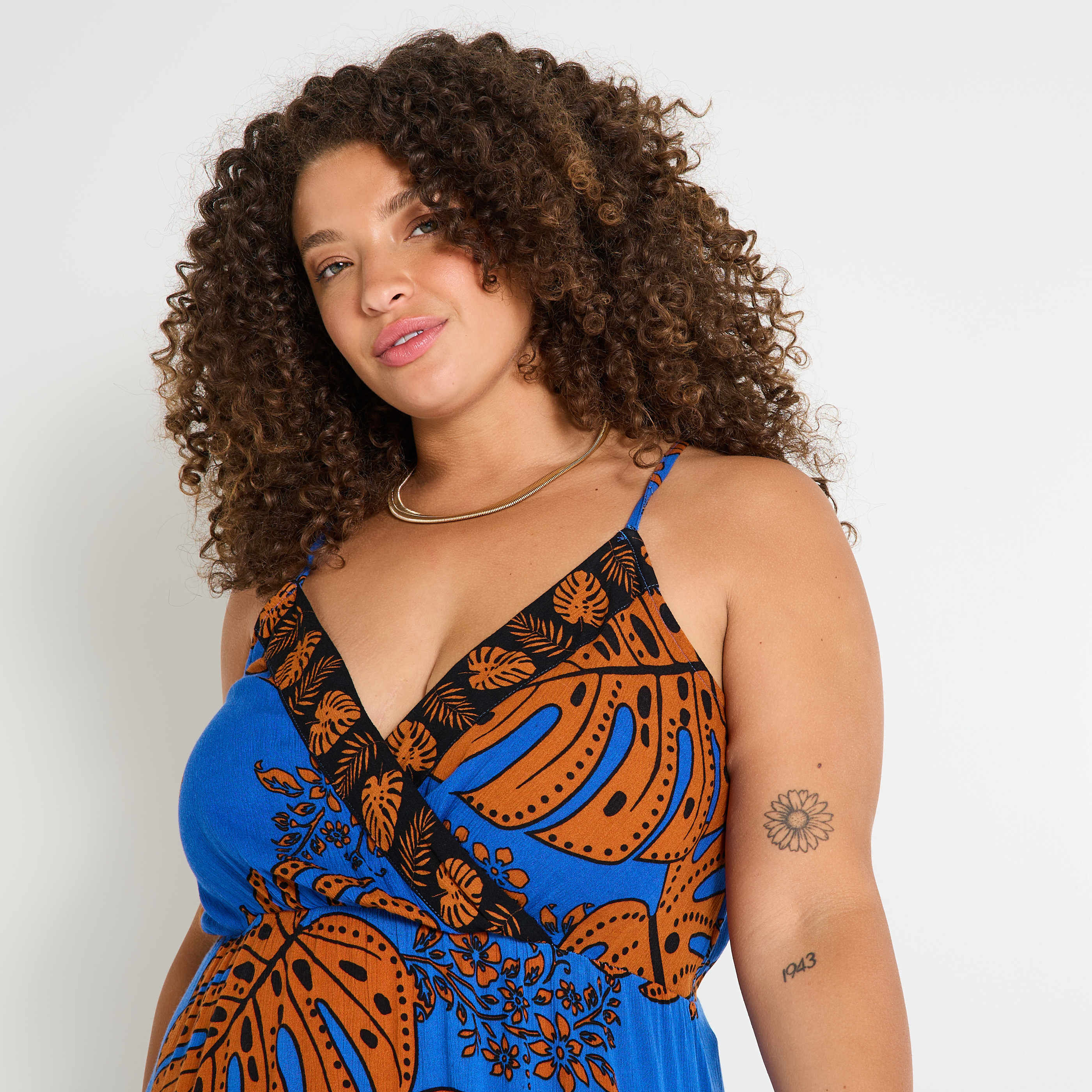 Robe longue imprim&eacute;e femme