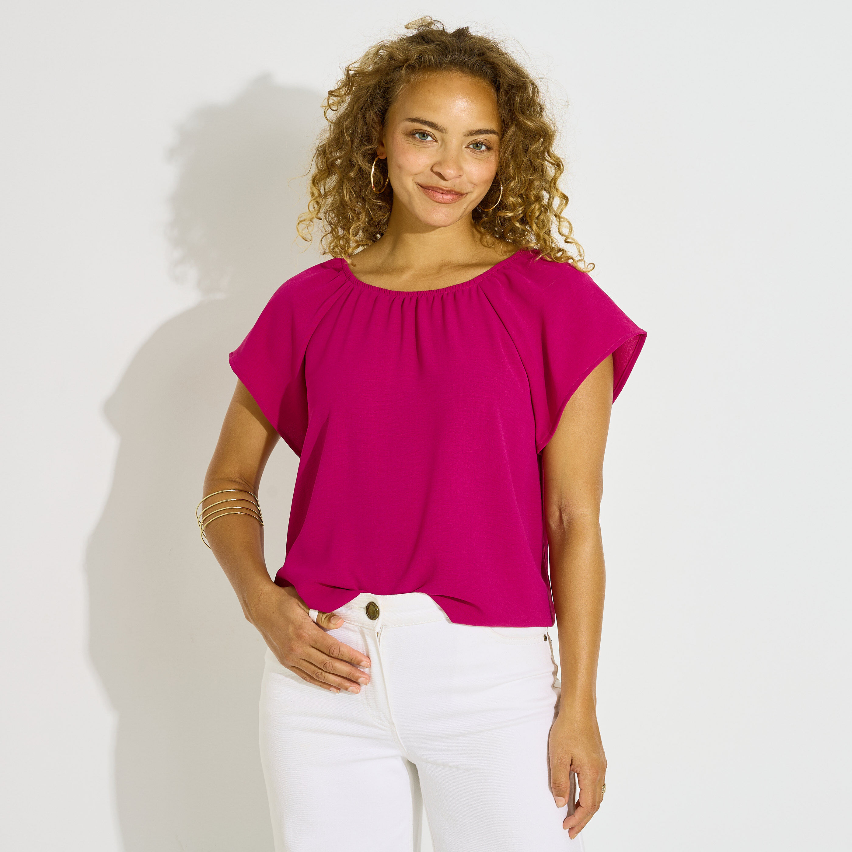 Blouse fluide manches courtes femme