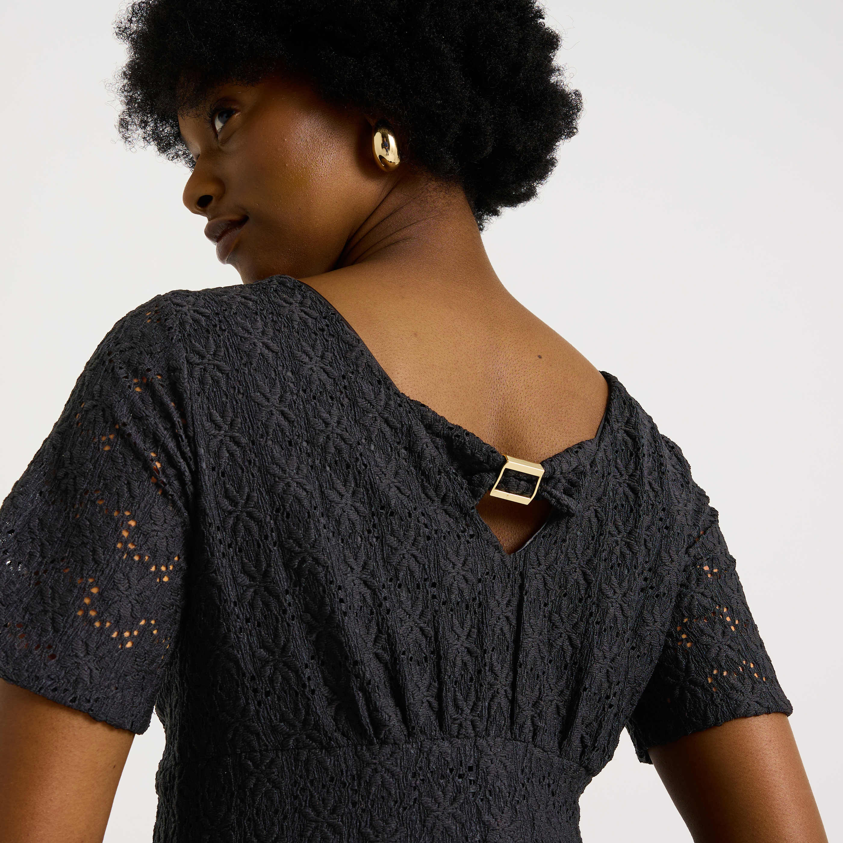 Robe longue textur&eacute;e en maille