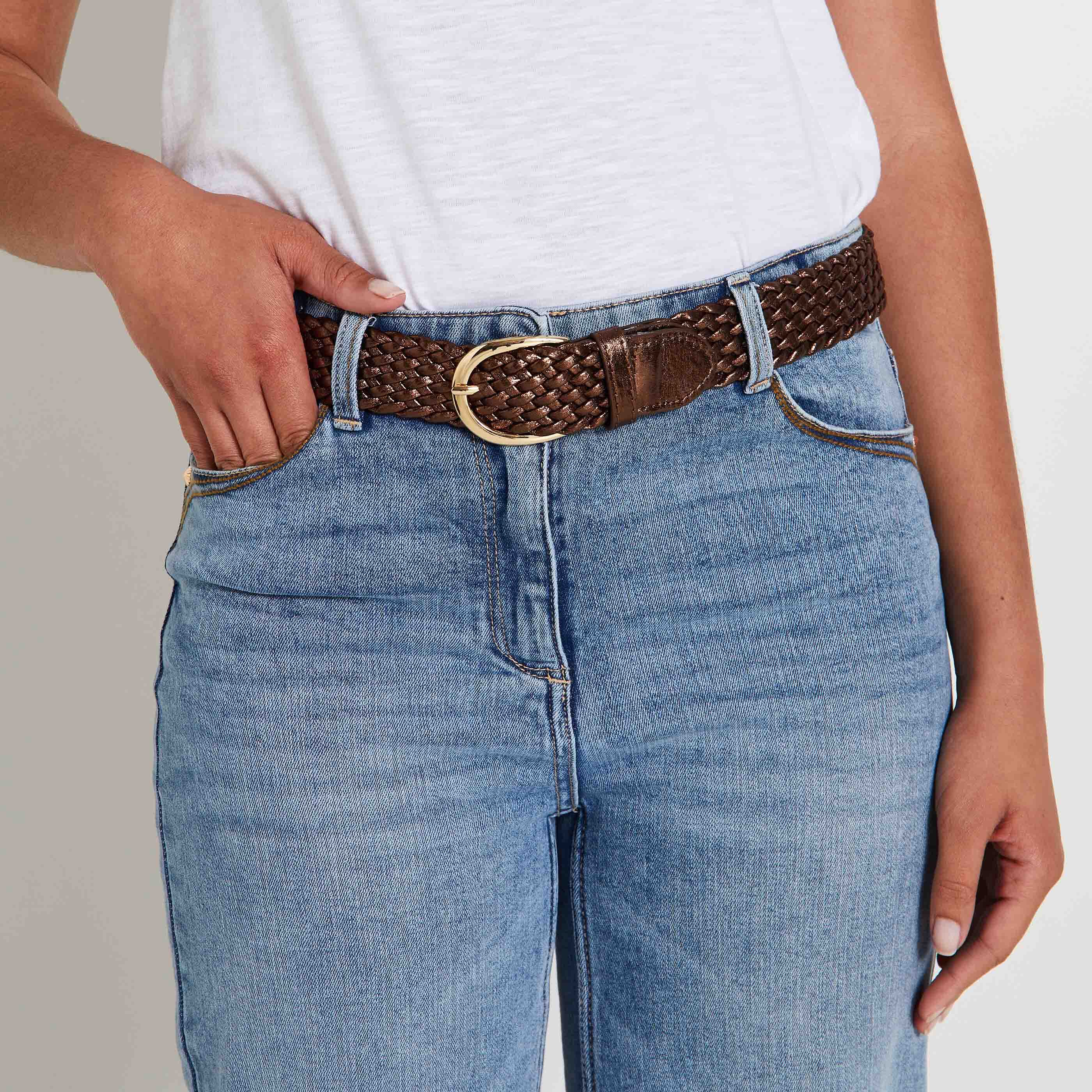 Ceinture large tress&eacute;e femme