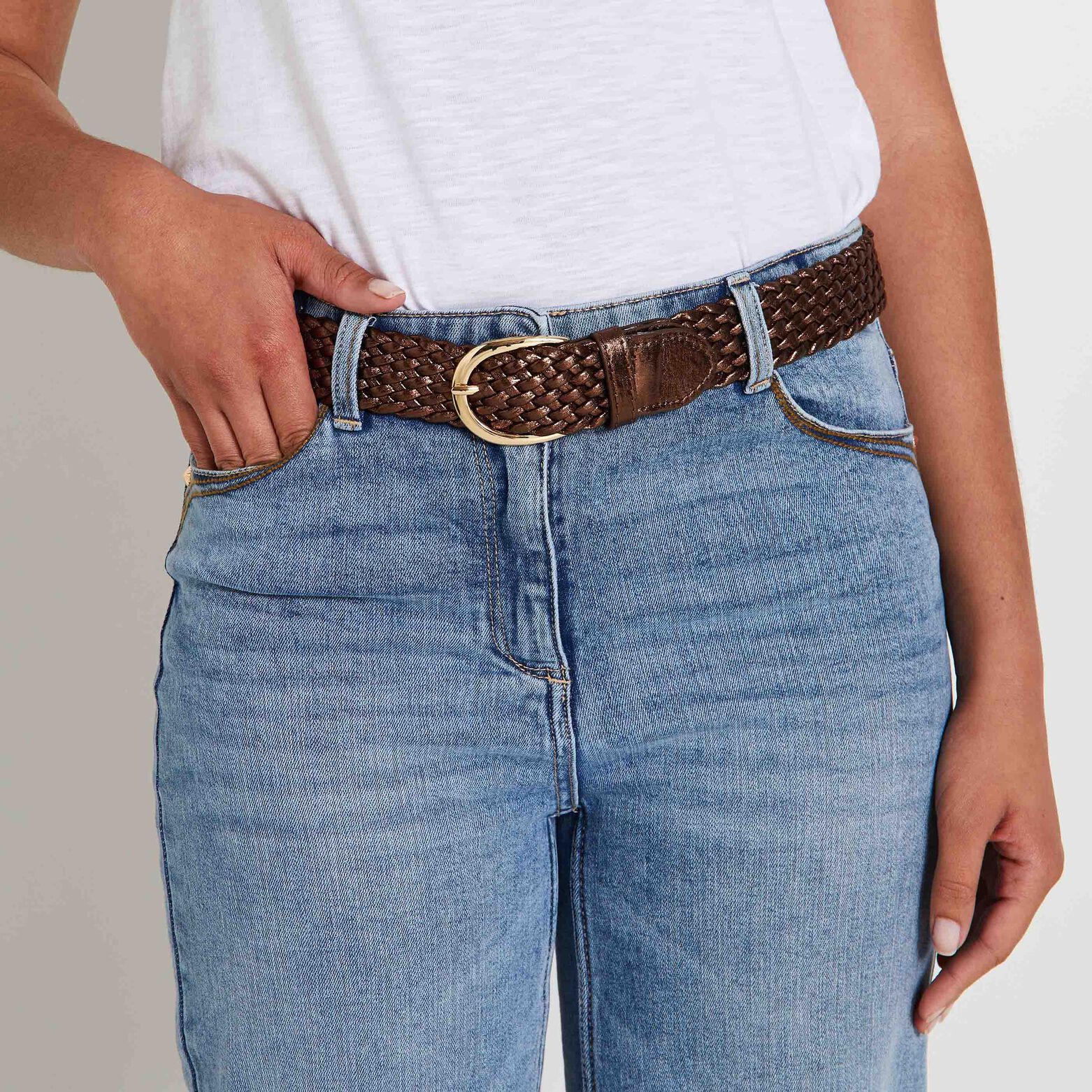Ceinture large tressée femme