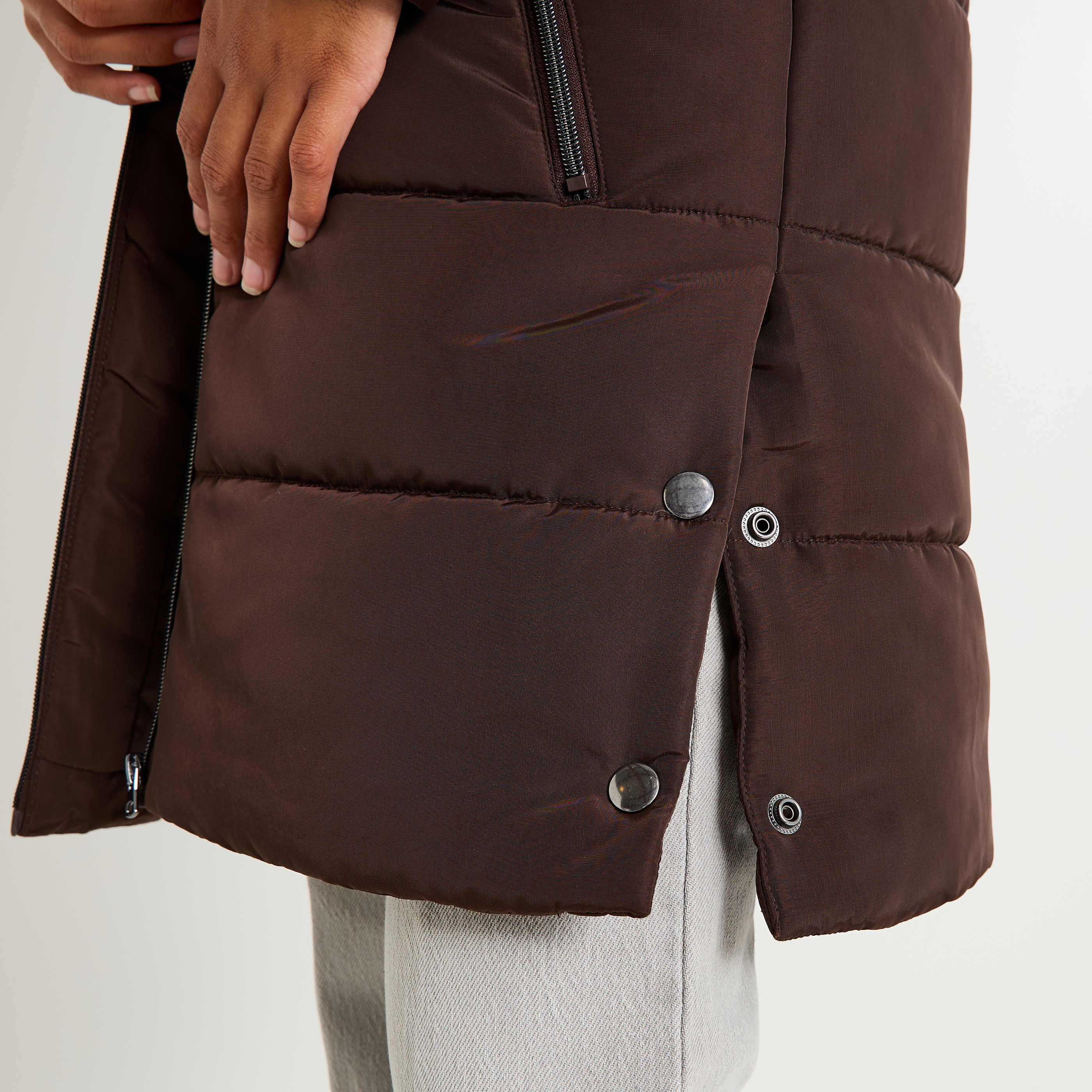 Doudoune longue &agrave; capuche amovible femme