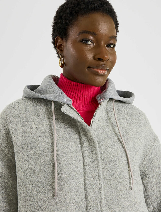 Manteau court &agrave; capuche amovible femme