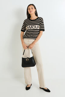Pull rayé manches courtes femme