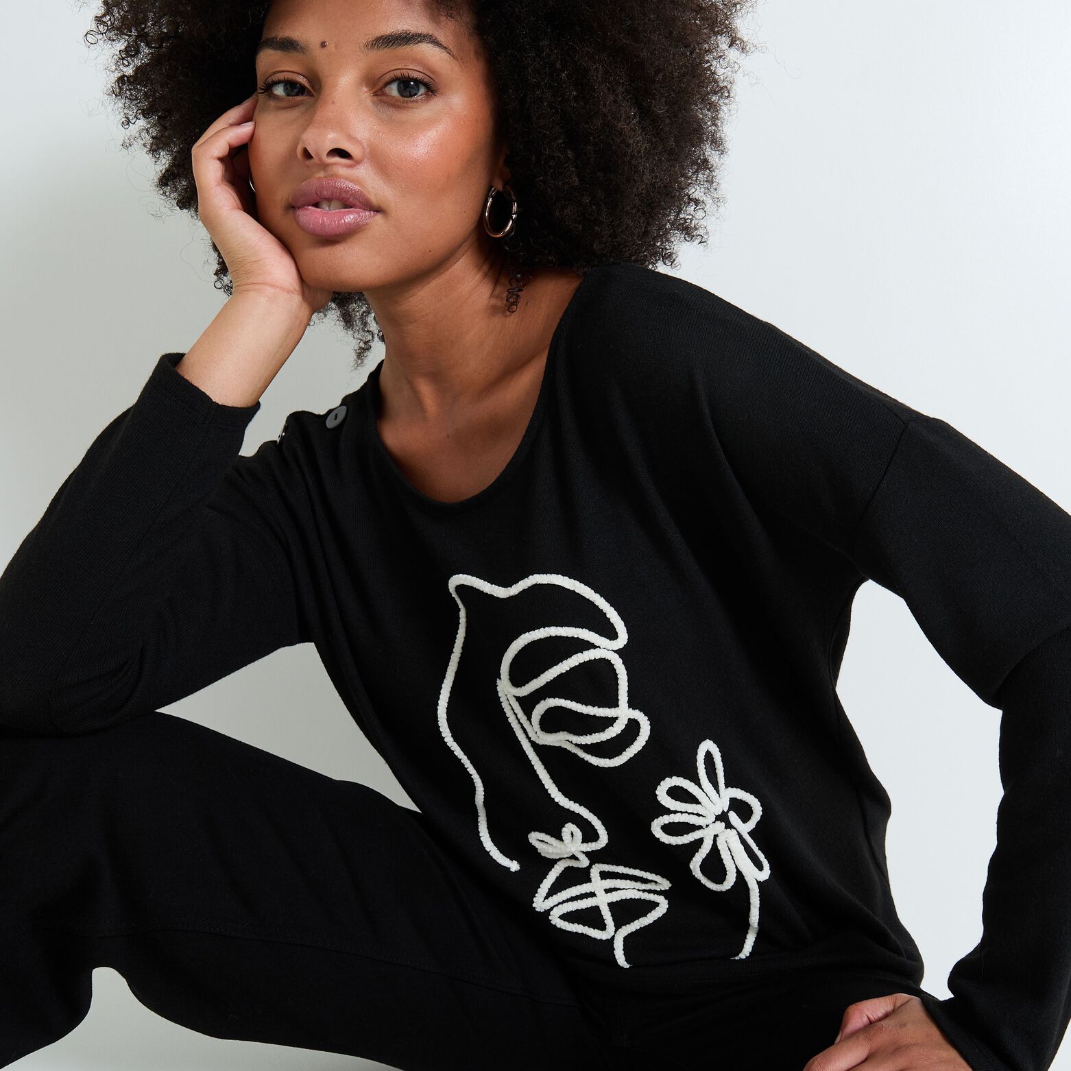 T-shirt col U femme