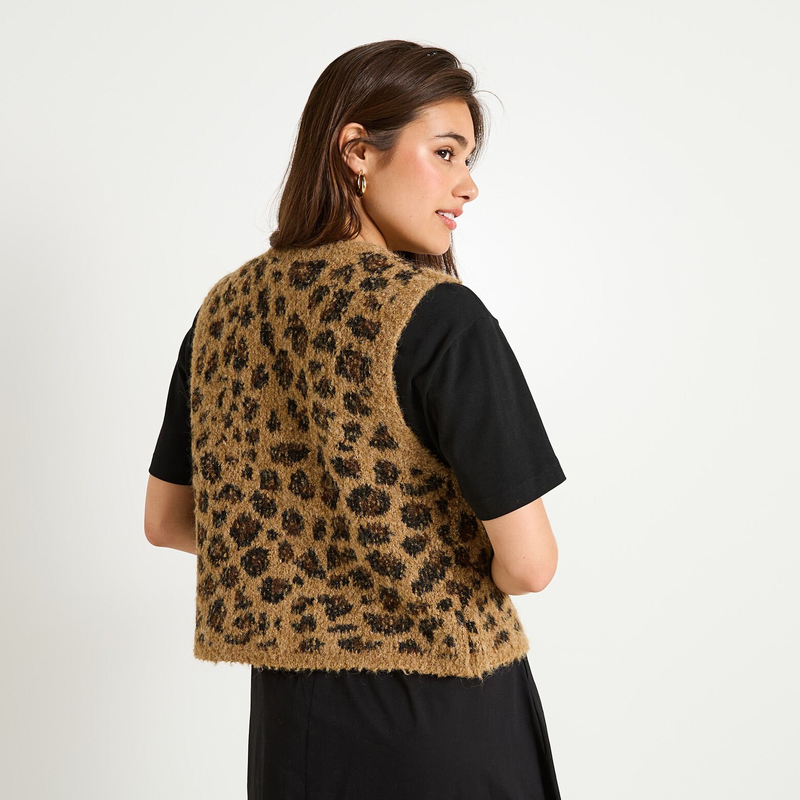 Gilet sans manches imprimé léopard femme