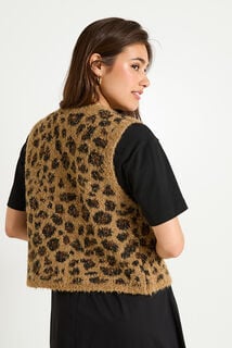 Gilet sans manches imprimé léopard femme