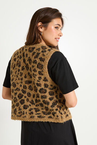 Gilet sans manches imprimé léopard femme