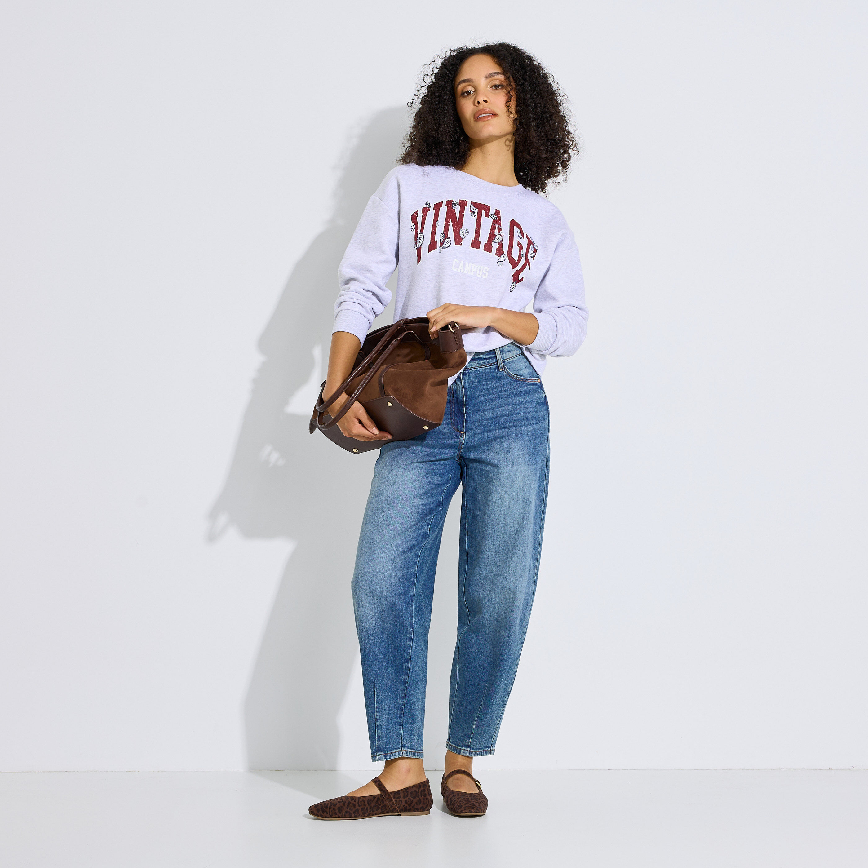 Sweat imprim&eacute; Vintage Campus femme