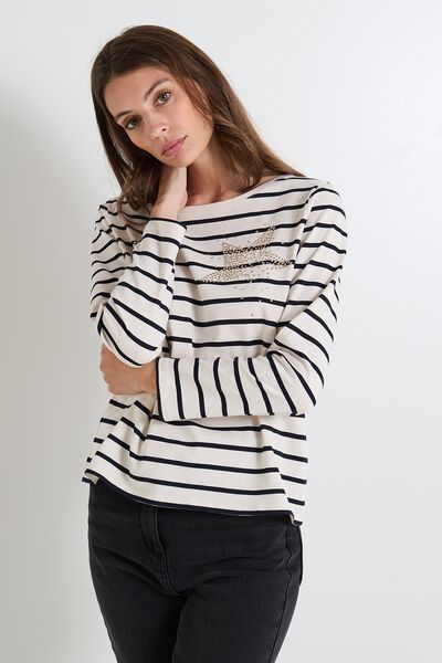 T shirt rayé manches longues femme