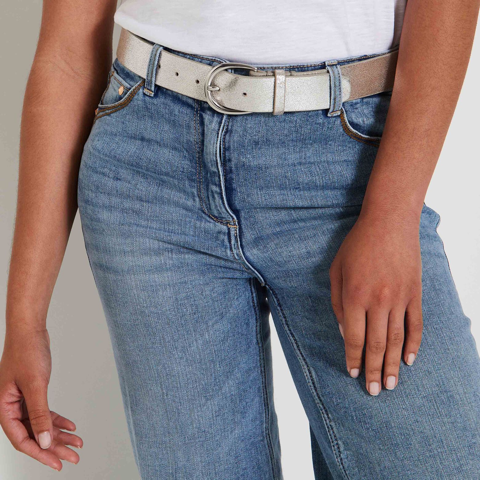 Ceinture irisée croûte de cuir femme