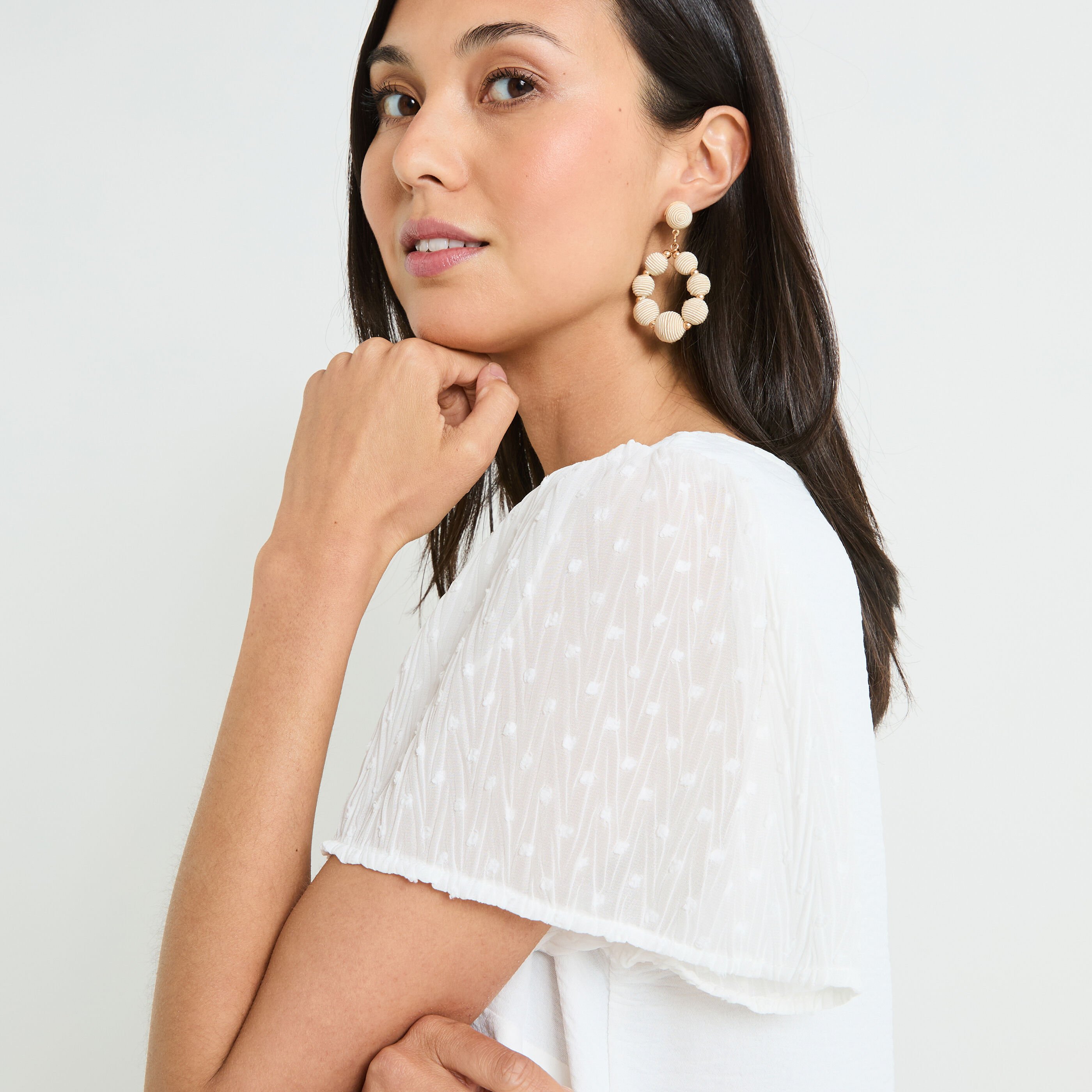 Blouse col V manches courtes femme