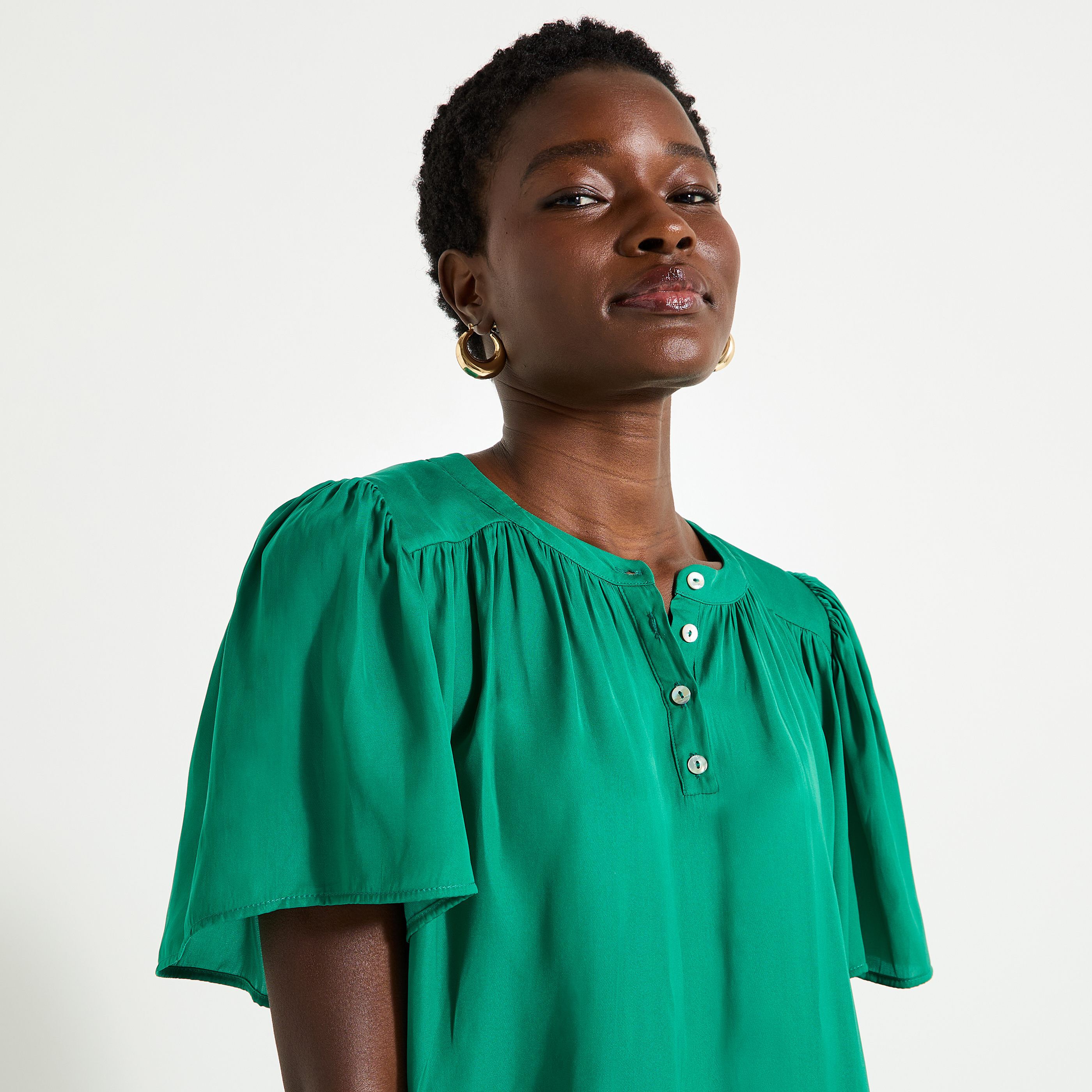 Blouse fluide col rond femme