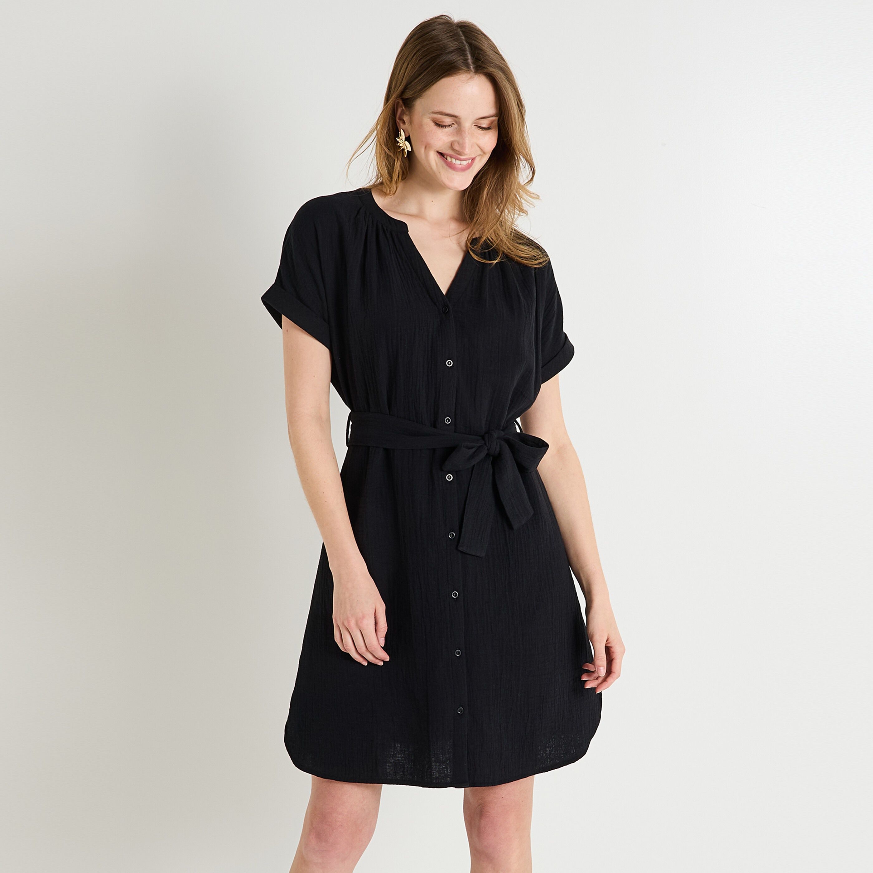 Robe courte en gaze de coton